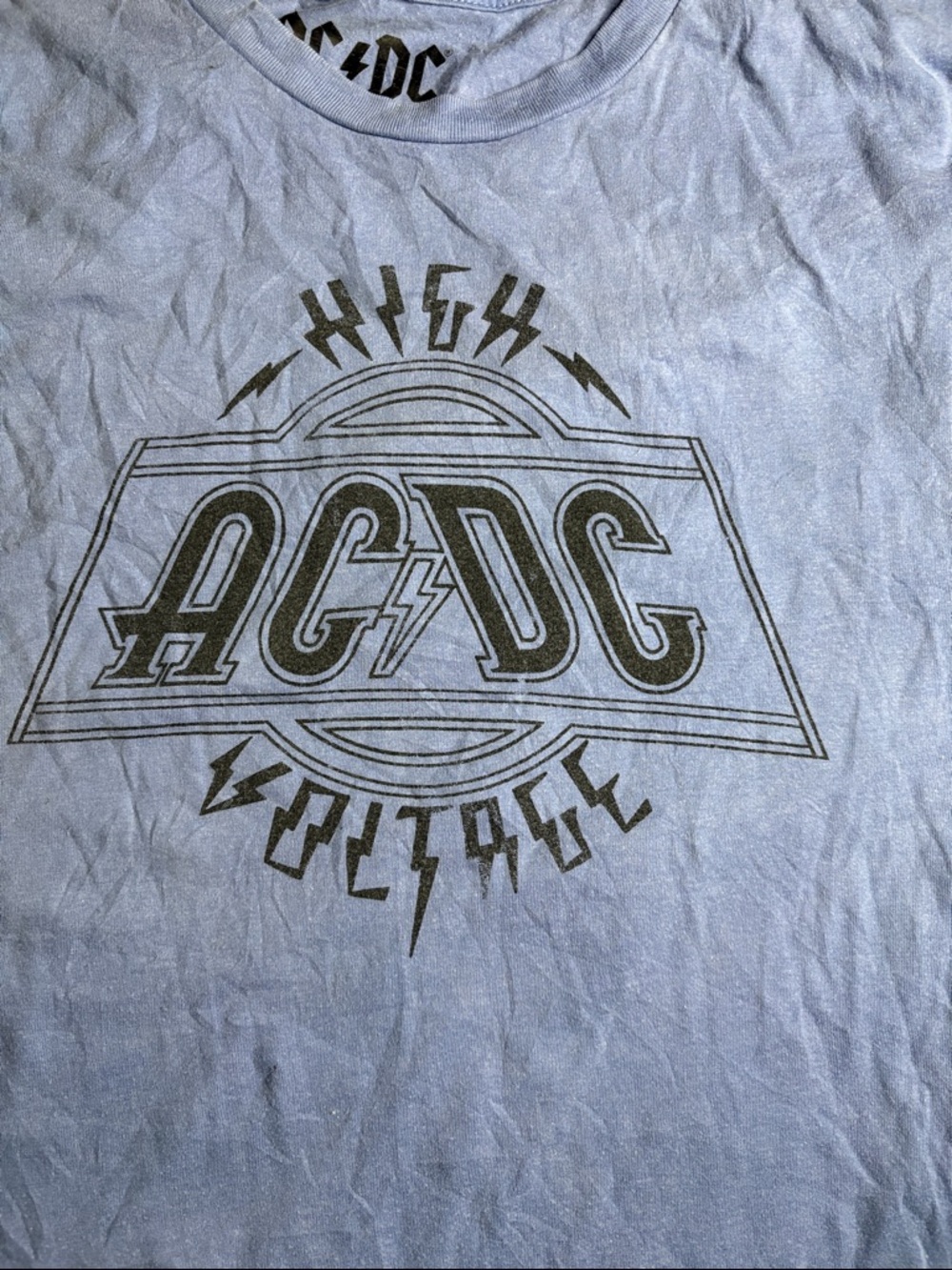 AC/DC Light Blue Graphic Tee with Black Logo